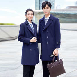 秋冬季呢子大衣加棉外套工作服定 制印字logo公司商务员工西装