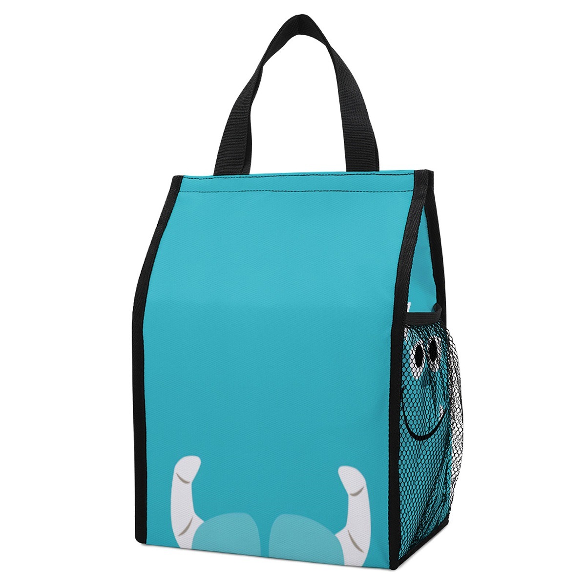 蓝色角怪兽脸高品质保温锁冷餐袋手提袋，容量大重量轻侧面有网袋