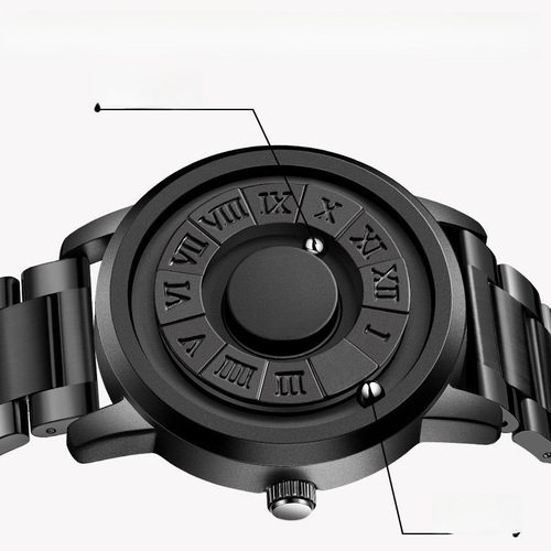 Men's Magnetic Ball Creative Fashion Watch with Black Tech Cool Concept Frameless Design Wholesale