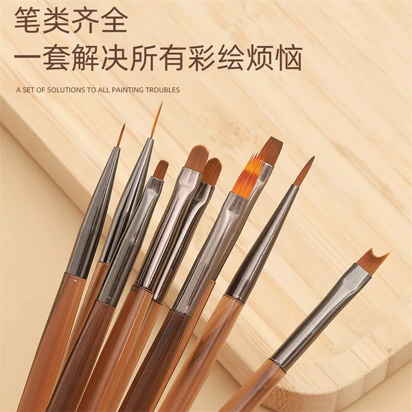 Moe XiaokeJapanese Nail Pen Brush suit Sweep Pen Double-head Construction Pen Phototherapy Painted Drawing Line Pen Gradient Pen