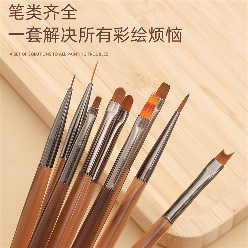 Moe XiaokeJapanese Nail Pen Brush suit Sweep Pen Double-head Construction Pen Phototherapy Painted Drawing Line Pen Gradient Pen