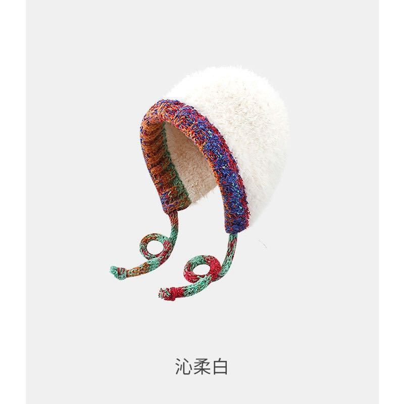 渐变色毛线帽子秋冬季女韩版百搭显脸小针织帽防寒保暖护耳毛绒帽|undefined