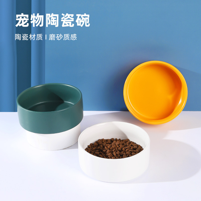 Spot wholesale special offer Simple pet ceramic bowl Timing 13cm cat…