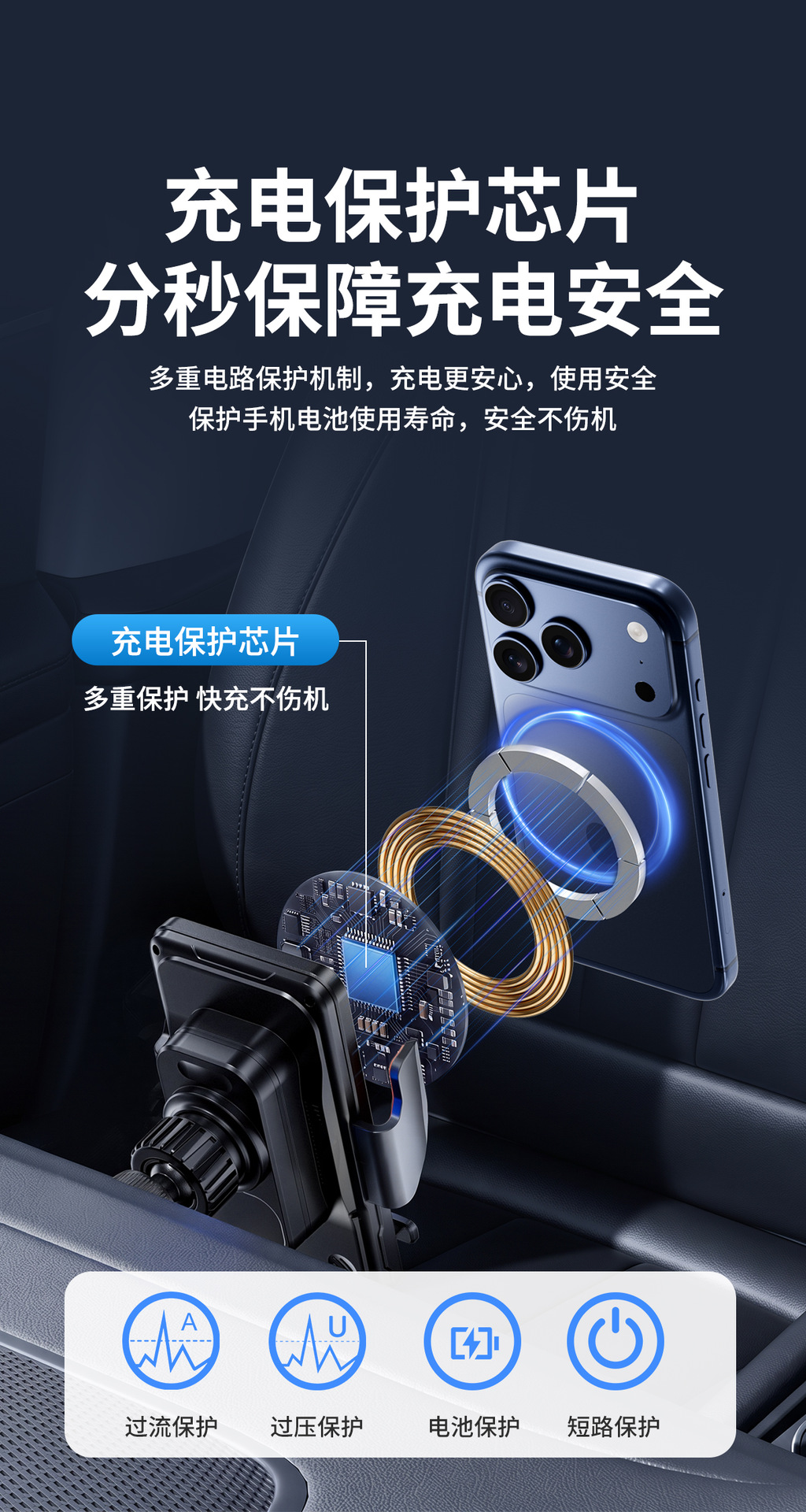 2026 New Model Rotating Car Mount for Air Vent, Multifunctional Car Navigation Super Fast Charging Wireless Car Charger