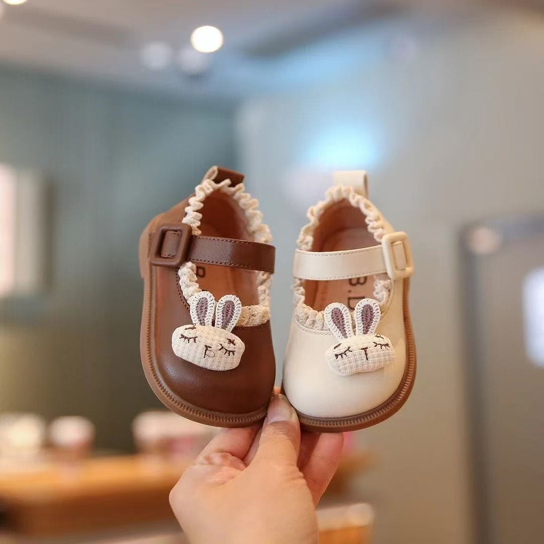 Cute Baby Girl Rabbit Shoes 2025 Autumn New Versatile Small Leather Shoes Infant Shoes Comfortable Girls Flats