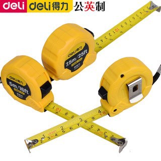 得力公英制钢卷尺英寸尺子测量3米10ft5米16ft7.5/25ft33f