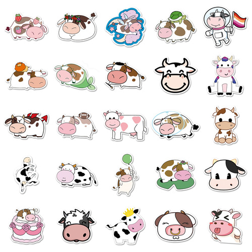 50 ins style cute cow cartoon decoration creative scooter notebook refrigerator guitar suitcase stickers