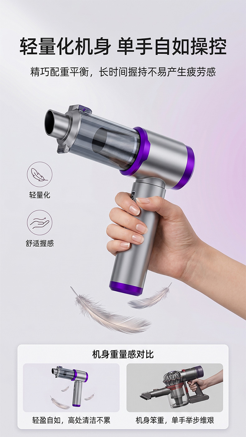 Cross-Border New Car Wireless Charging Suction and Blowing Dual-Purpose High-Power Mini Handheld Blowing and Suction Integrated Car Vacuum Cleaner