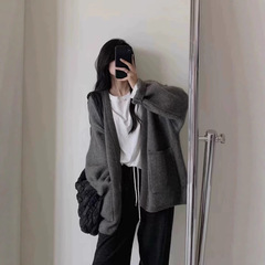 【全羊毛大开衫】重慵懒松弛感 横贴全羊毛针织开衫