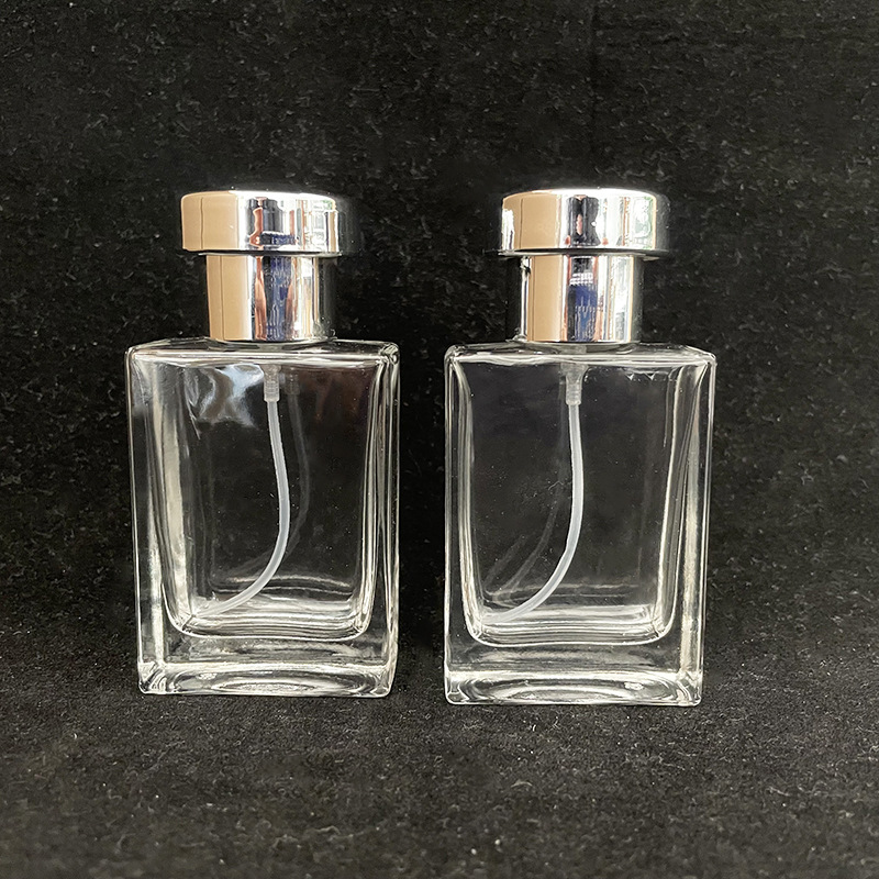 现货 B121-30ml时尚银盖方瓶香水玻璃展示瓶喷雾空瓶子分装空瓶子