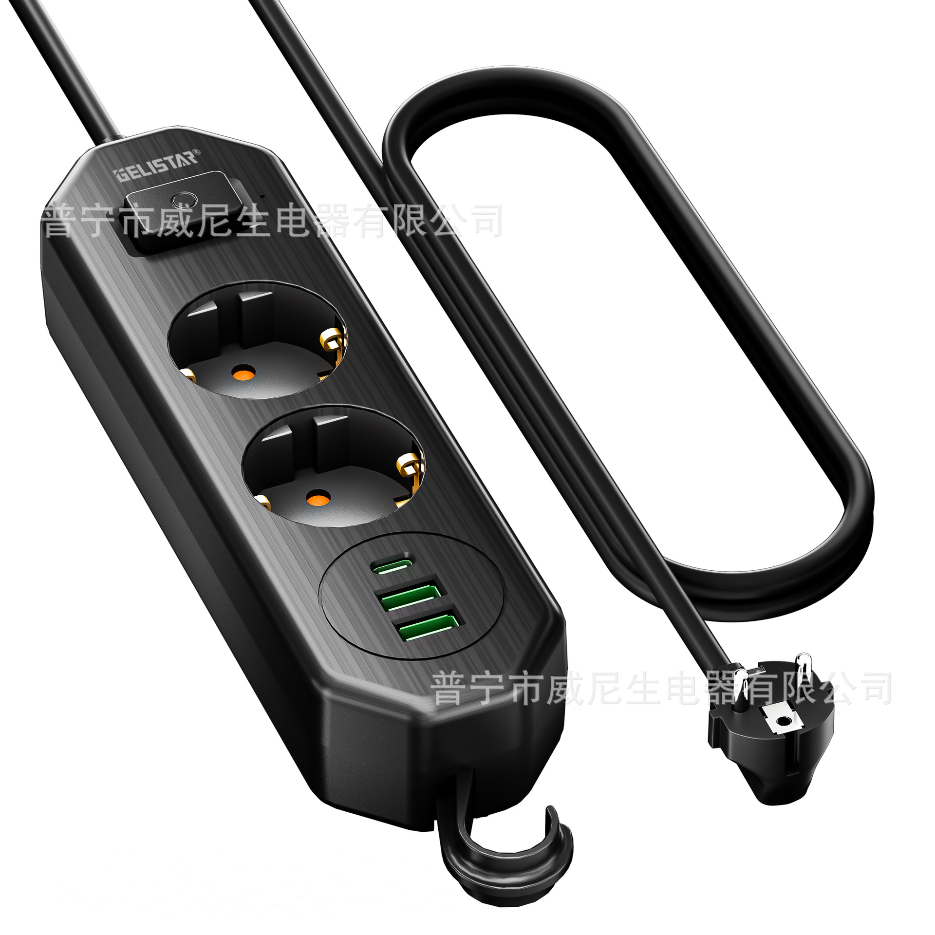 批发2孔欧式电源插座带2USB1TypeC欧式插板