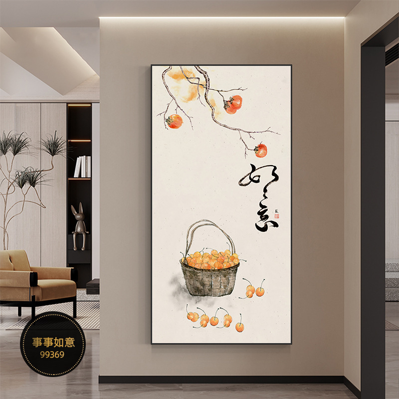 軽豪華入戸玄関装飾画感玄幻客間廊下背景壁壁画新中国式緑植通路掛け画|undefined