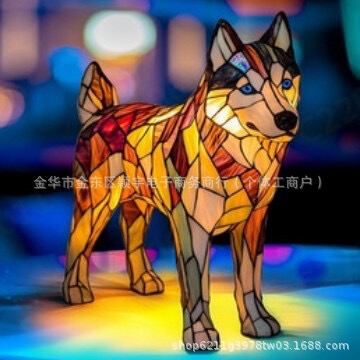 跨境新款狗系列树脂摆件LED小夜灯艺术动物雕像创意家居桌面装饰|undefined