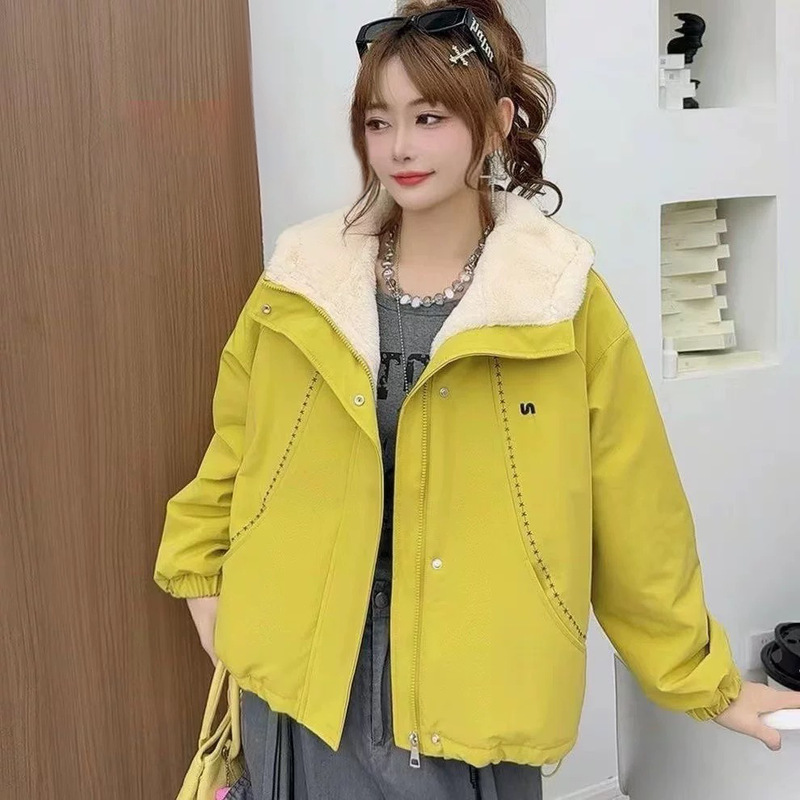 Fleece-Lined Thick Cotton Coat Autumn and Winter New Loose Casual Jacket 2025 Winter Women's Fashion Hooded Short Jacket Fleece-Lined Thick Cotton Coat Autumn and Winter New Loose Casual Jacket 2025 Winter Women's Fashion Hooded Short Jacket