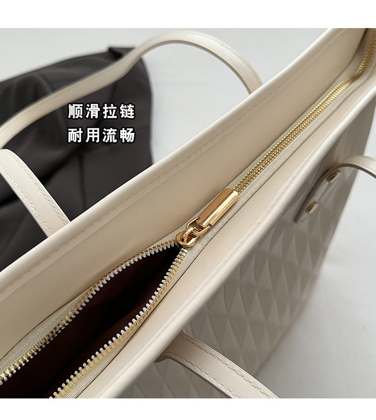 Túi tote nữ cỡ lớn đa năng chất liệu PU, túi đeo vai đi làm phong cách thường ngày — Màu trắng be, Màu xanh lam, Màu đen, Màu đỏ chi tiết 5