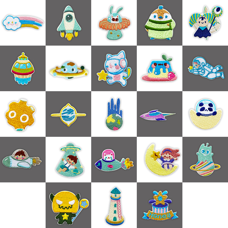电脑绣花布贴宇航服卡通可爱动物毛巾绣衣服补丁章仔自粘热熔胶