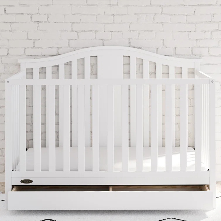 Multifunctional Convertible Crib Standard Size Mattress White Baby Room Pine Modern Design