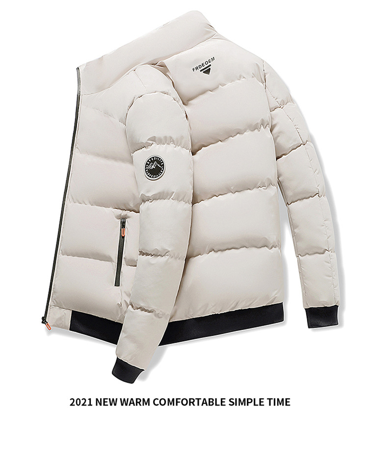 Men's Winter Padded Jacket With Stand Collar Slim Fit Quilted Coat_voghion.com