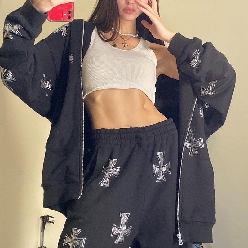 Conjuntos De Sudaderas Para Mujer Manga Larga Impresión Casual Cruzar display picture 4