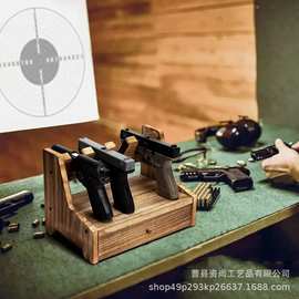 木质手枪玩具收纳架手枪玩具展示架多格枪子弹夹盒枪柜手枪放置架