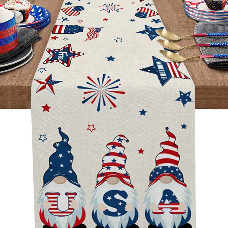 Nórdico transfronterizo nuevo día de la independencia americana tela de mesa impresa lino sala de estar mesa de té festivales decoración de tela de mesa bandera