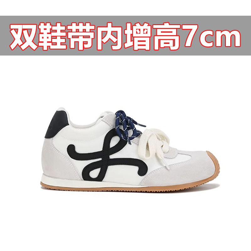 Piel de vaca 6cm invisible aumento interno Yang Mi mismo estilo zapatos ballet alemán zapatos deportivos casuales para mujer zapatos Forrest Gump