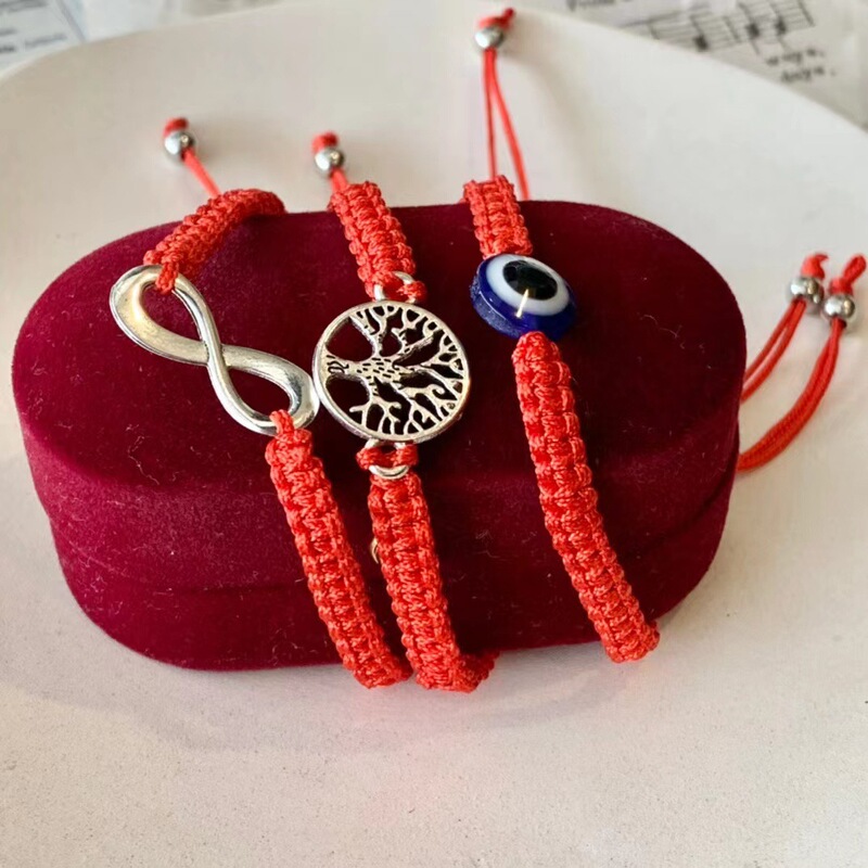 European and American simple Devil's Eye bracelet blue eyes evil eye hand-woven red rope bracelet adjustable couple gesture