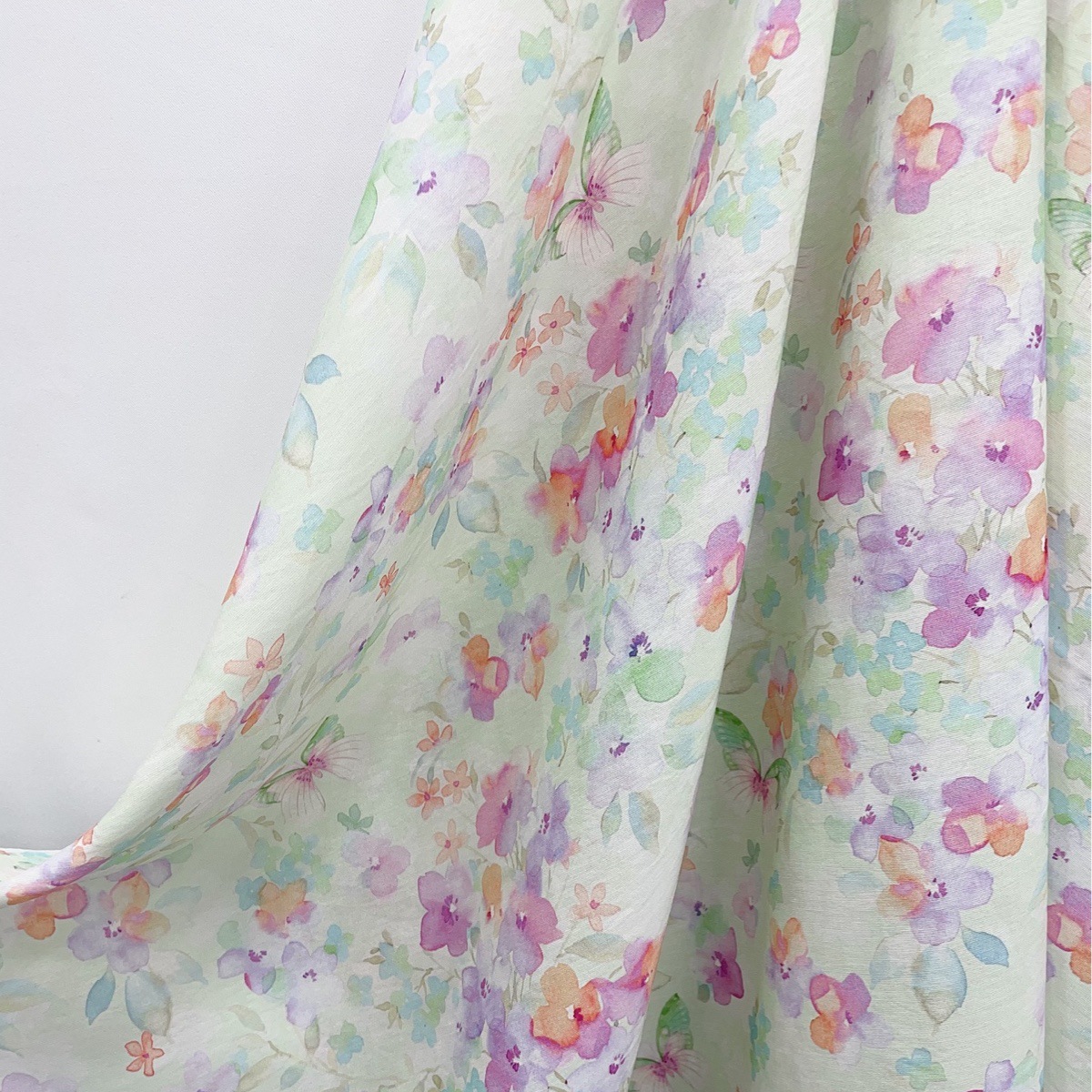 田园风小清新碎花 锦棉幅宽150 印花苎麻面料人棉印花布料