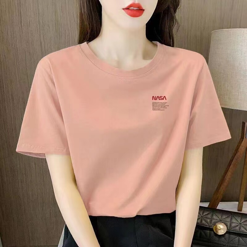 Authentic Women's Summer Pure Cotton Short-Sleeved T-Shirt Women's Round Neck Versatile Top Trendy