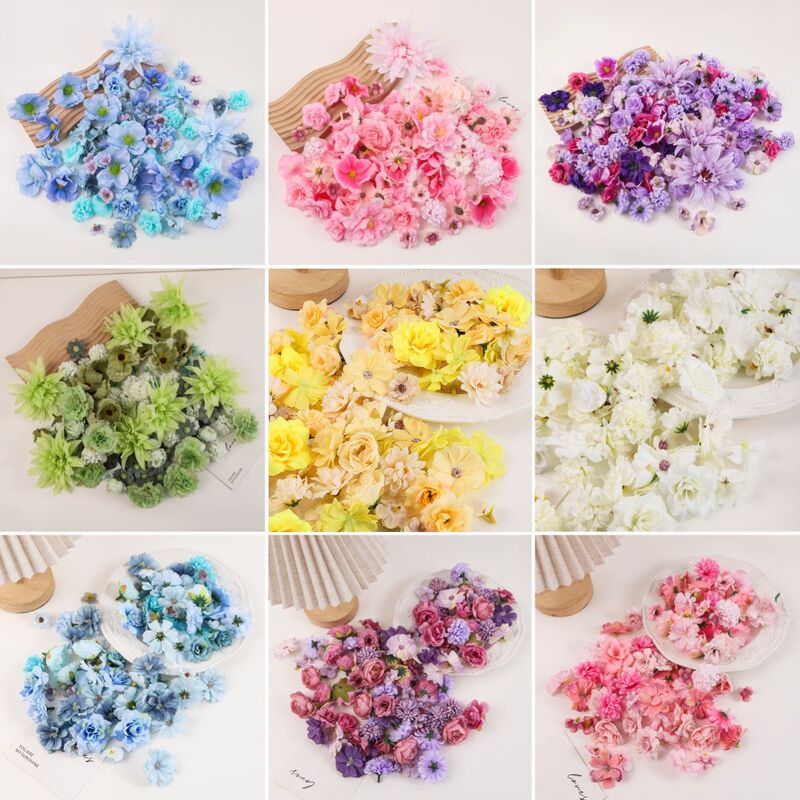 Artificial Flower Heads, Fake Silk Flower Headpieces, DIY Clothing, Hats, Hairpins, Wedding Decorations, Photography Props, Cross-Border Labeling
