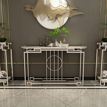 轻奢新中式大理石玄关台现代简约供桌靠墙超窄置物架长条案端景柜