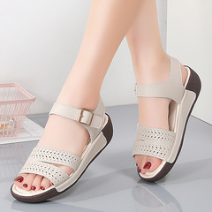 厚底涼鞋女2024夏季新款坡跟中年媽媽涼鞋女士外穿羅馬跨境涼鞋女
