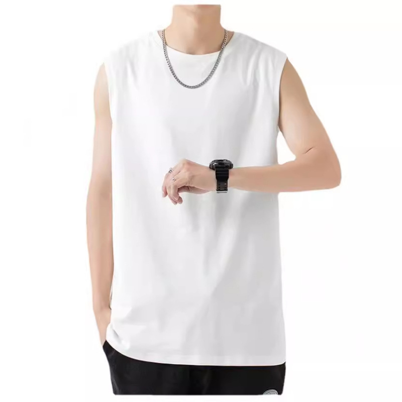 男性ベスト夏百組の袖なしtシャツランニングフィットネススポーツ男性服の肩の広いベストの中にシャツを着ます。|undefined