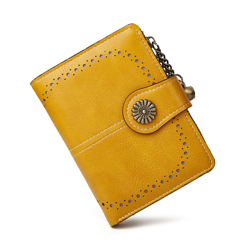 新款零钱包女短款油蜡皮硬币包时尚搭扣拉链小卡包外贸爆款H198-1