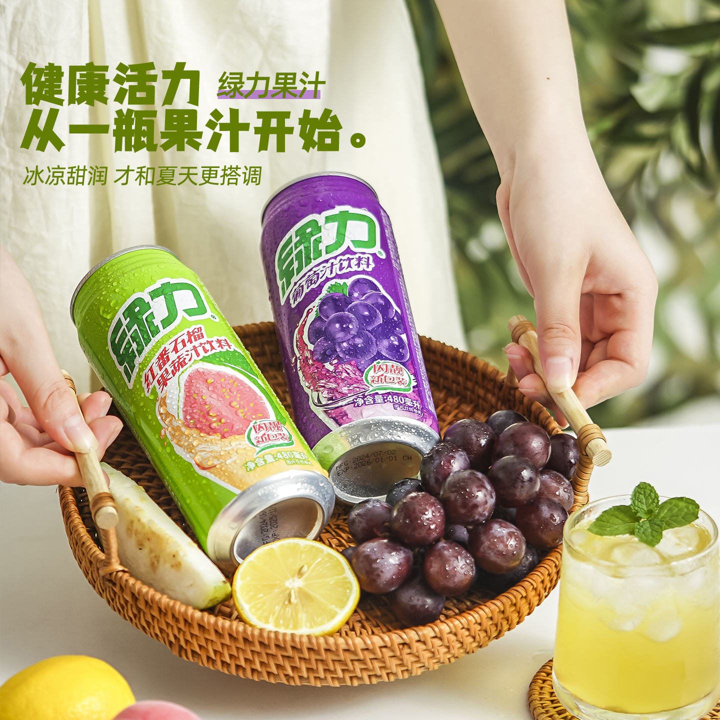 台湾绿力果汁水蜜桃葡萄番石榴芭乐汁480mlx6瓶果味网红饮品饮料