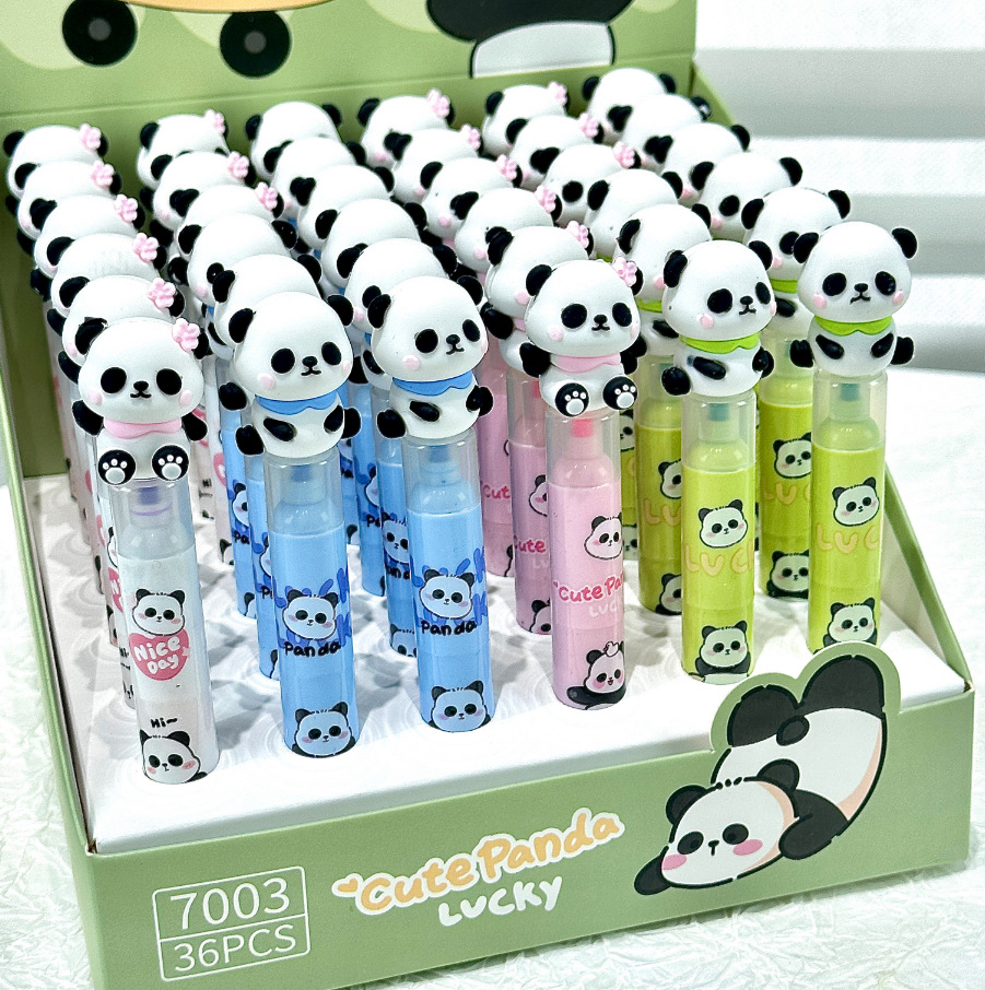 Cartoon group boy panda puntero pen