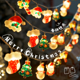 Amazon's New Christmas Decorative String Lights Santa Claus Atmosphere Lights with Shop Scene Layout Hanging