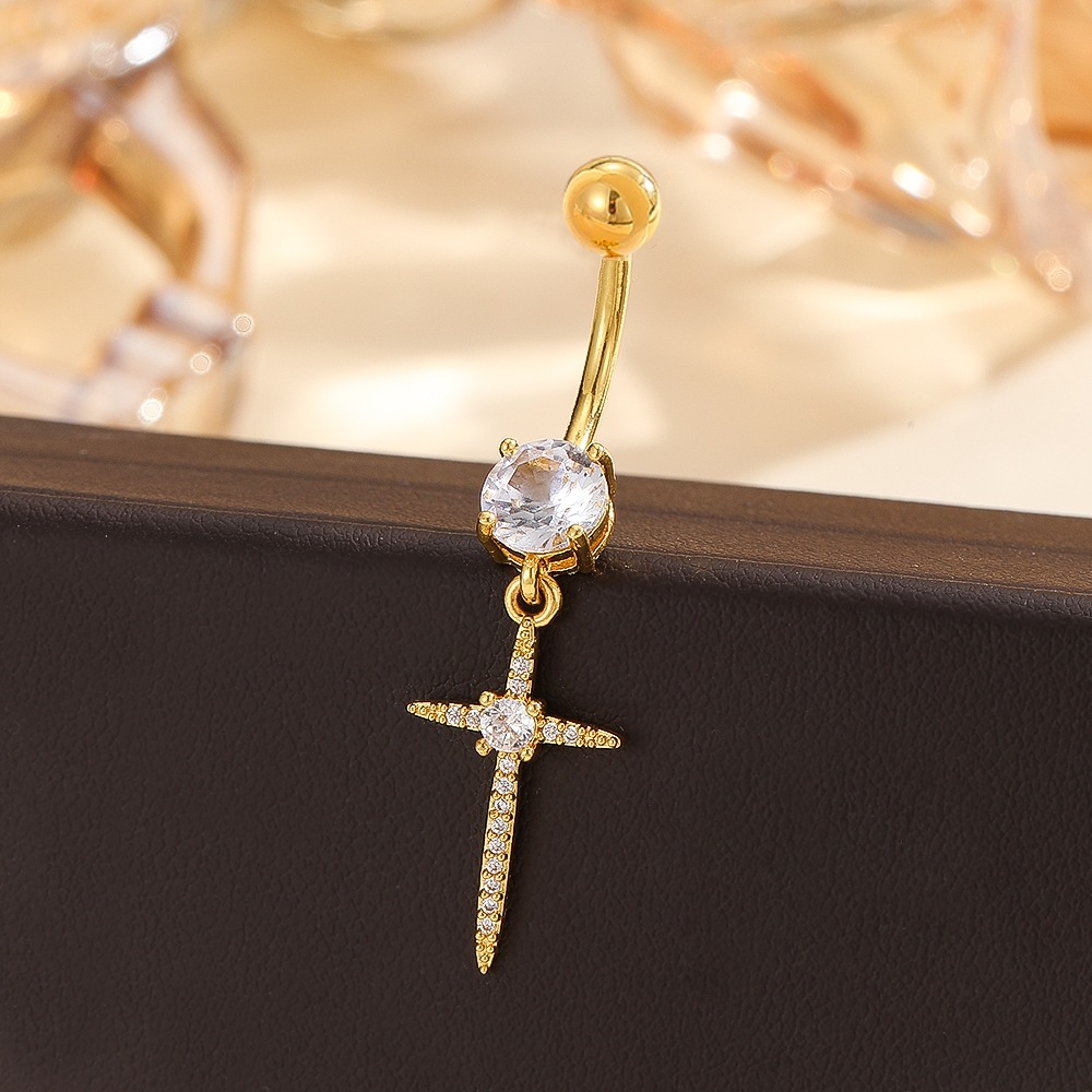Cross Border European American Style Stainless Steel Belly Button Rings Starfish Cross Belly Button Studs Body Piercing Jewelry Wholesale detail image 9
