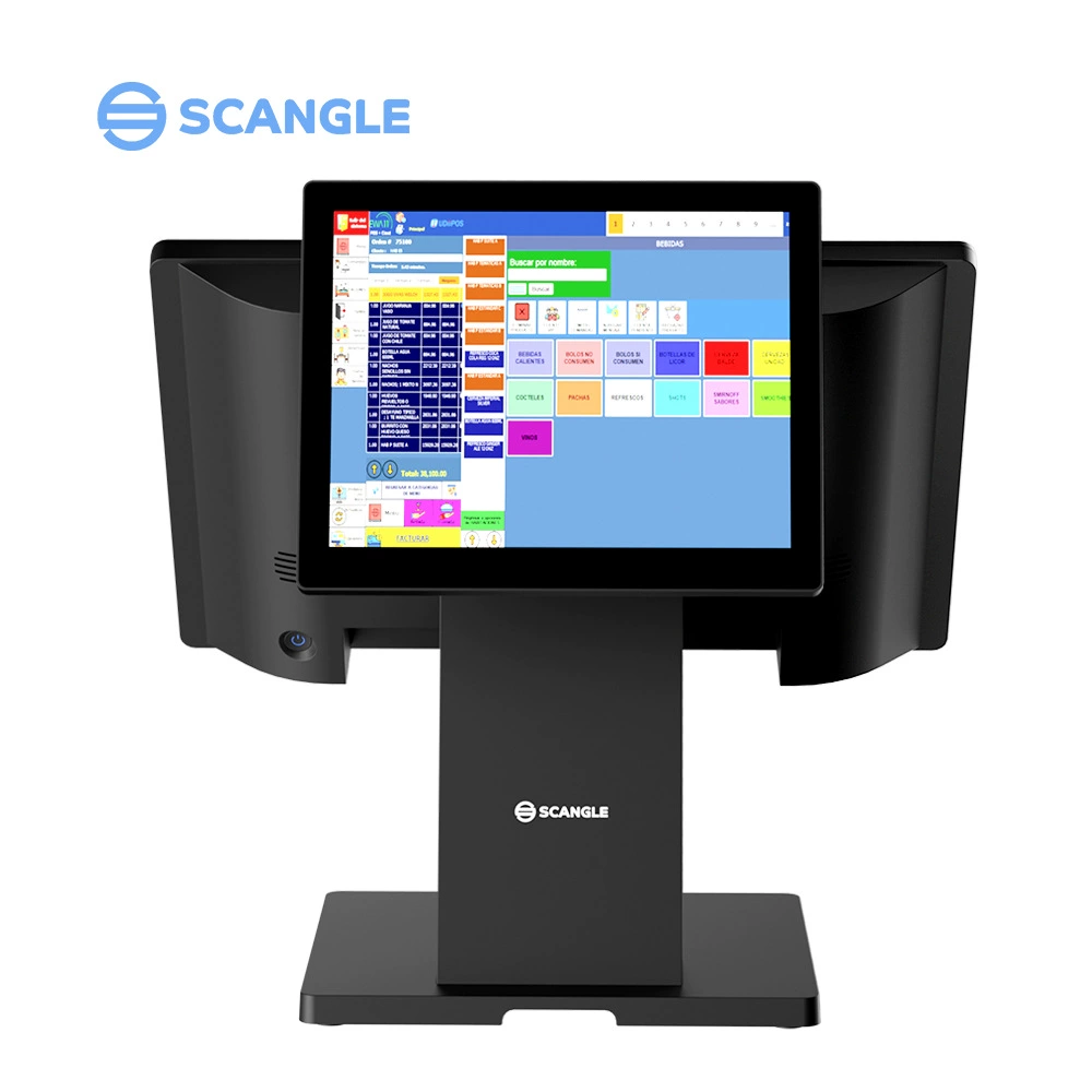 Scangle [New double-screen 15.6-inch aluminum alloy base Windows system external trade supermarket touch cash register]