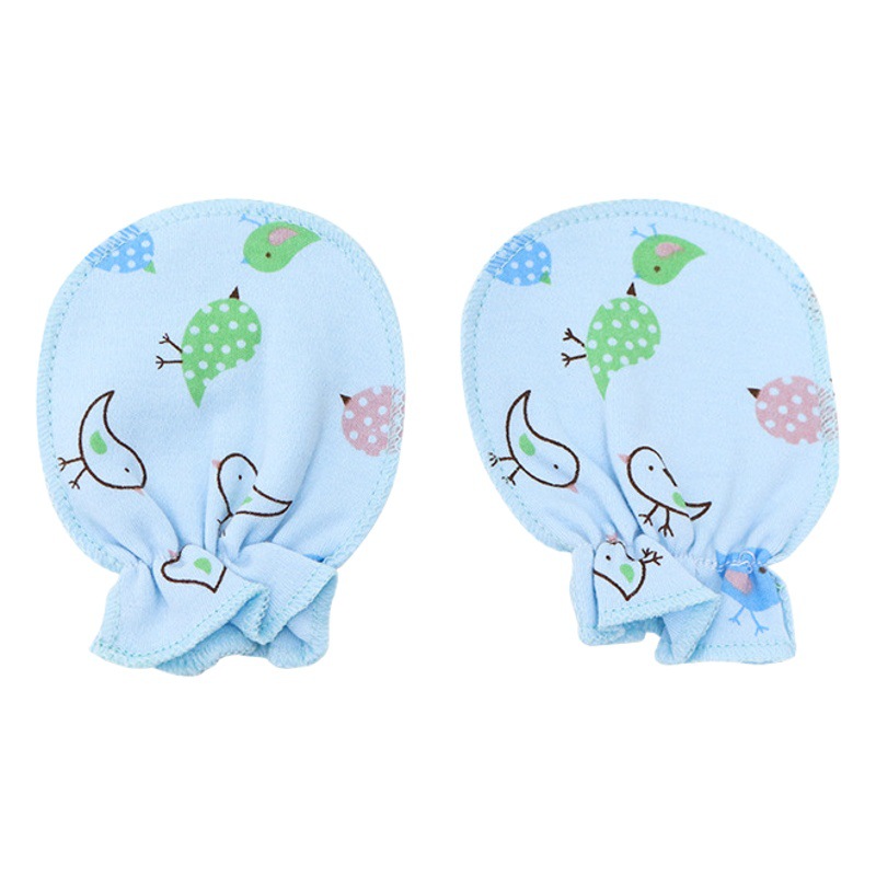 Newborn baby anti-scratch face gloves simple cartoon spring and autumn thin breathable pure cotton baby boys and girls gloves