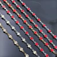 Цепочка со стразами, самодельная цепочка с инкрустацией из бриллиантов, круглая цепочка с когтями, аксессуары для одежды, цепь из чистой меди, гальваническое покрытие для одежды, обуви, сумок, цепочка ручной работы