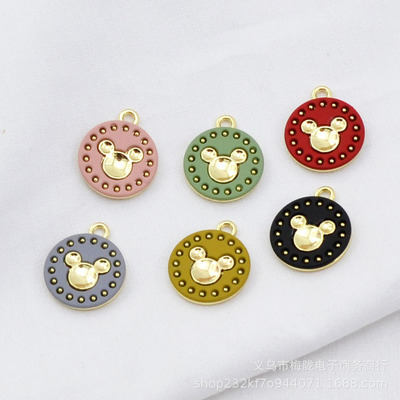 新款吊墜耳環diy耳飾品配件 環保合金優質電鍍漆皮米奇小挂件挂飾