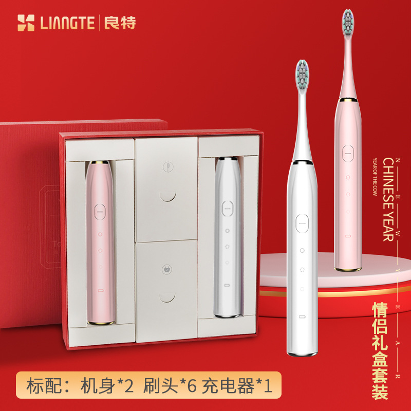 V6 무선 시트 충전 화이트 + 파우더 (6 브러시 헤드) 레드 선물 상자 세트