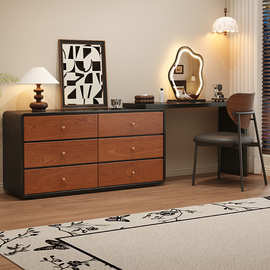 SPGS29梳妆台全实木斗柜一体中古风极简卧室高级感可伸缩家用