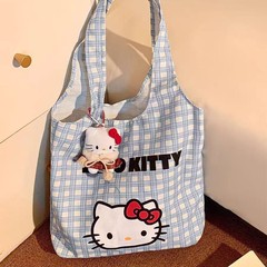 可爱风kitty帆布包夏季新款大容量手提袋单肩斜挎包百搭通勤挎包