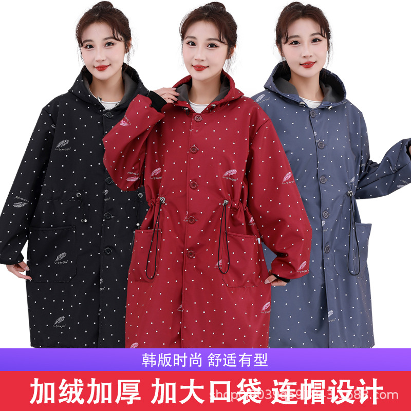 Nuevo abrigo de lana gruesa a prueba de viento gran bolsillo de invierno madre calentamiento de cuerda abrigo largo