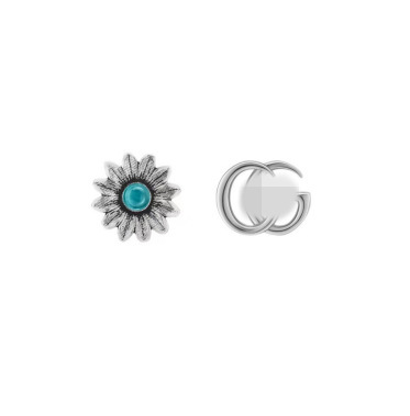Gujia s925 スターリングシルバー古いダブル G デイジー イヤリング多用途の新しいジュエリー アクセサリー、カップル向けのファッショナブルなスタイル|undefined