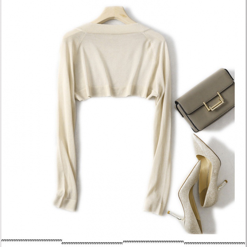 자외선 차단 의류, 니트 가디건, 얇은 여성용 서스펜더 스커트, 블라우스, 여름 아이스 실크 숄, 스몰 웨이스트 재킷