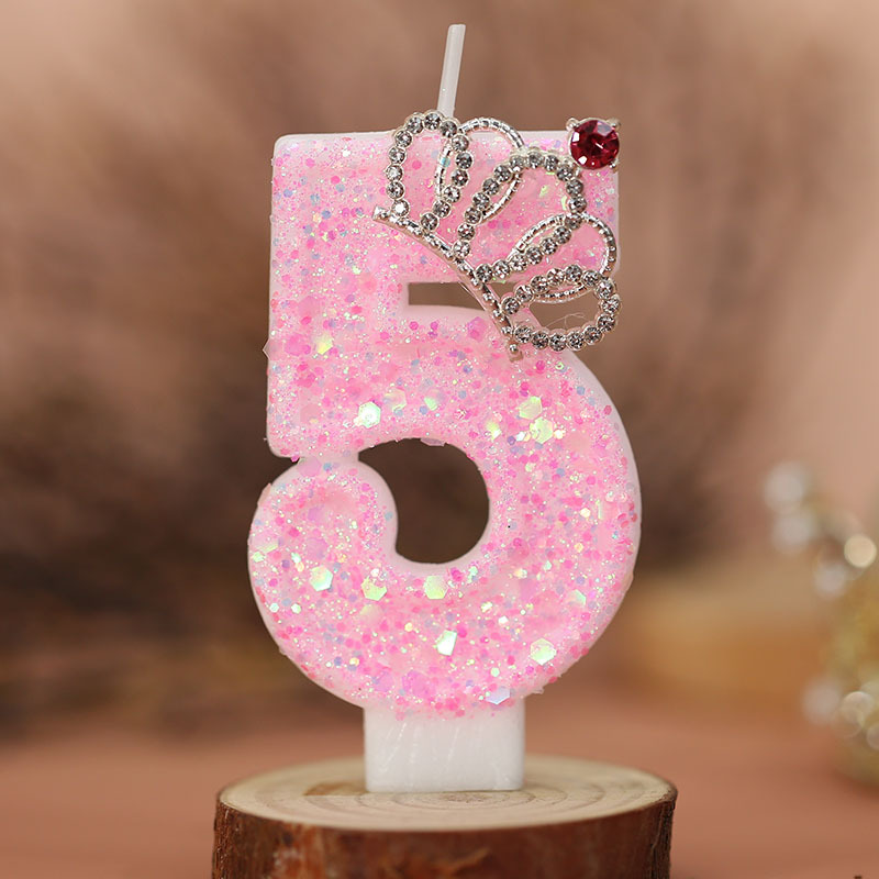 Corona digital rosa vela de cumpleaños mercancía transfronteriza temu amazon shein pastel decoración vela creativa