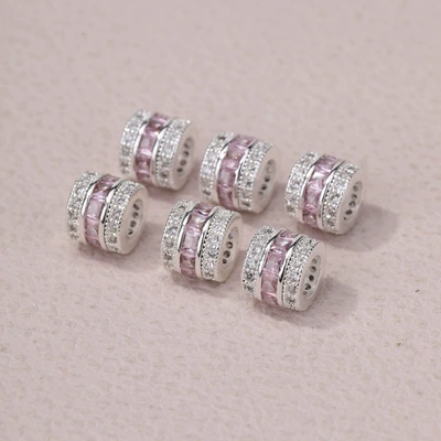 18K gold inlaid zircon Zərgərlik ara hissələri - no-2-silver-pink-zircon
